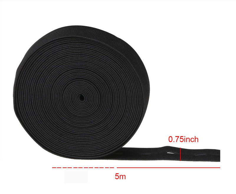 2 Colors Elastic Sewing Bands 11 Yards 3/4 Inch Flatback Black and White Sewing Bands Spool with Buttonhole, Knit Stretch Cord Belt with 10Pcs 18mm Black Resin Button (3/4") - NewNest Australia