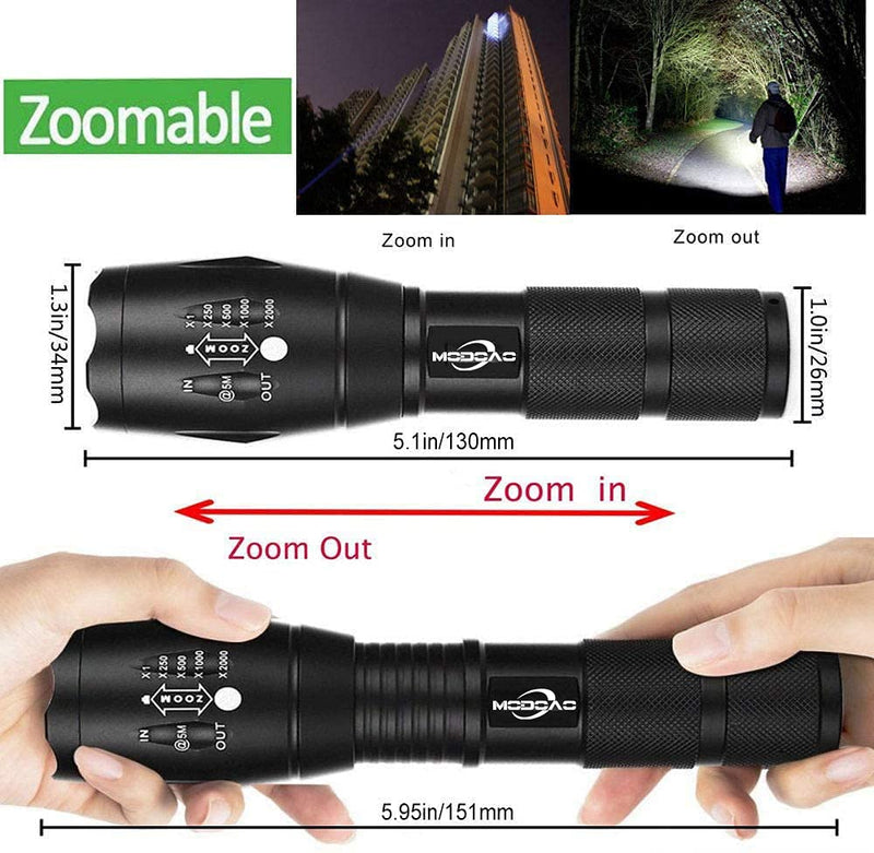 Tactical Flashlight 5 Pack Tac Light Torch Flashlight As Seen on TV XML T6 Tactical Flashlight Brightest LED Flashlight with 5 Modes Adjustable Waterproof Flashlight for Biking Camping - NewNest Australia