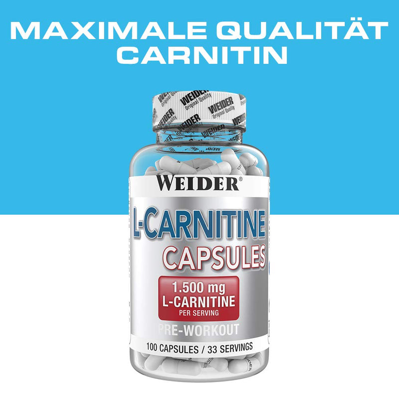 Weider L-Carnitine Capsules In High Doses With 100% Carnipure Brand Raw Material, The Body'S Own Nutrient Involved In Fat Metabolism, Premium Quality, 100 Capsules For The Diet Phase - NewNest Australia