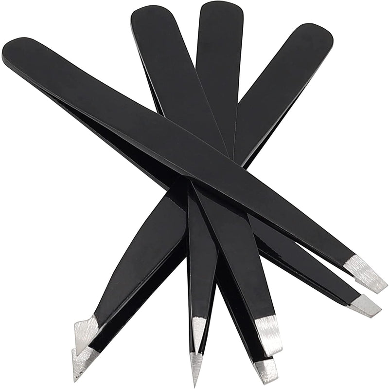 Aftren Professional Stainless Steel Eyebrow Tweezers Set, Best Precision Tweezers For Eyebrow Plucking, Facial Hair And Blackhead Ingrown Hair Remover (Black) - NewNest Australia