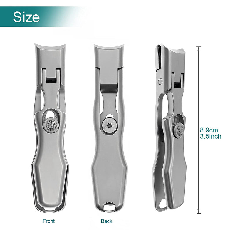 VOGARB Nail Clippers For Thick Nails Large Wide Jaw Opening Cutter with Safety Lock Heavy Duty For Ingrown Toenail Fingernail No Splash Trimmer With Catcher For Men Women Adult Seniors (Silver) Silver - NewNest Australia