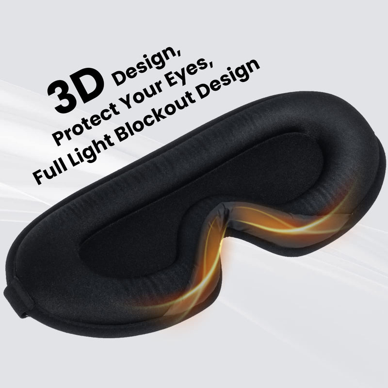 Sleep Eye Mask, 3D Contoured Sleep Mask Light Blocking Sleep Mask for Women and Men, Soft and Comfortable Night Eye Blinder, Suitable for Travel, Lunch Breaks, Sleeping, Meditation Black - NewNest Australia
