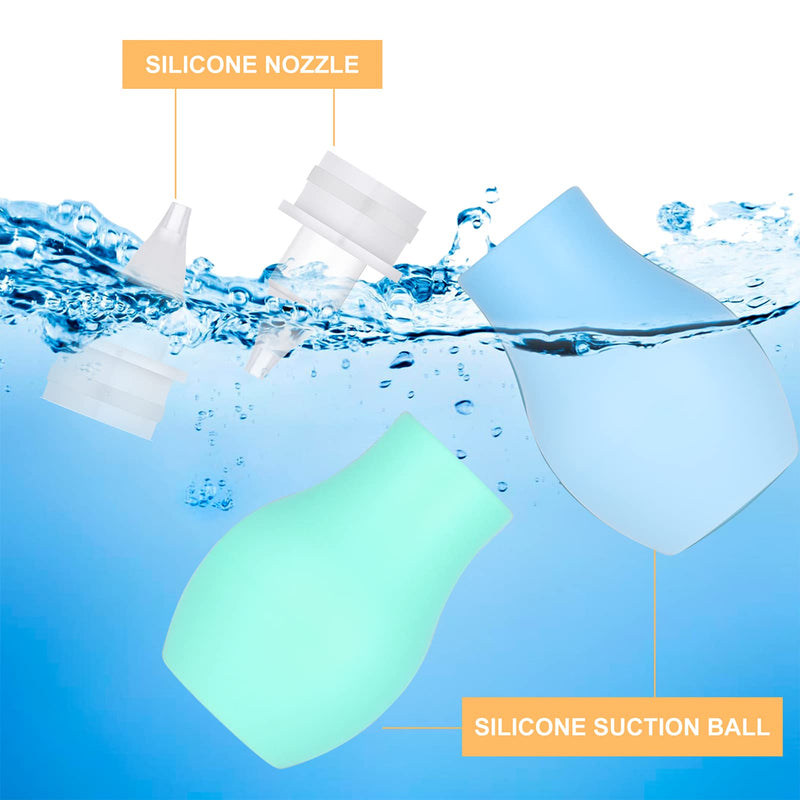 AKlamater 2 Pcs Baby Nasal Aspirator, Nasal Aspirator Newborn, Baby Nose Sucker Baby Nose Cleaner Baby Nasal Cleaner Mucus Removal for Newborns(Green+Blue) Green+blue - NewNest Australia