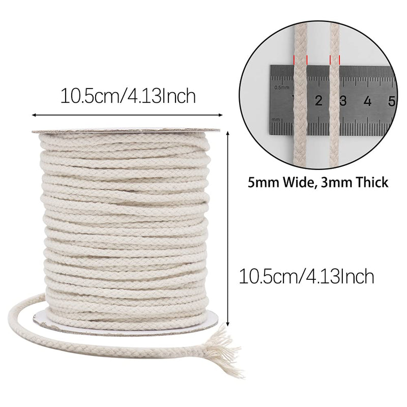 Tenn Well 5mm Macrame Cord, 165Feet Braided Cotton Macrame Rope for Plant Hangers Wall Hangings Dream Catchers DIY Crafts (Beige) Beige - NewNest Australia