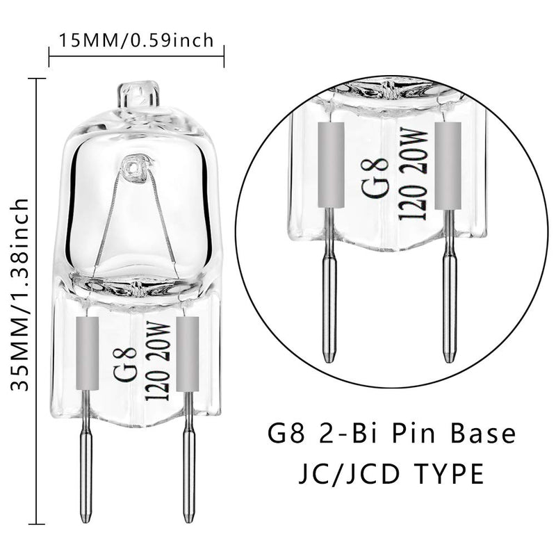 AHEVO G8 Light Bulbs 20Watt 120Volt Dimmable Halogen Light Bulb G8 Base Bi-Pin Shorter 20W T4 JCD Warm White Under Cabinet Puck Lighting Replacements,10Pack 20.0 - NewNest Australia