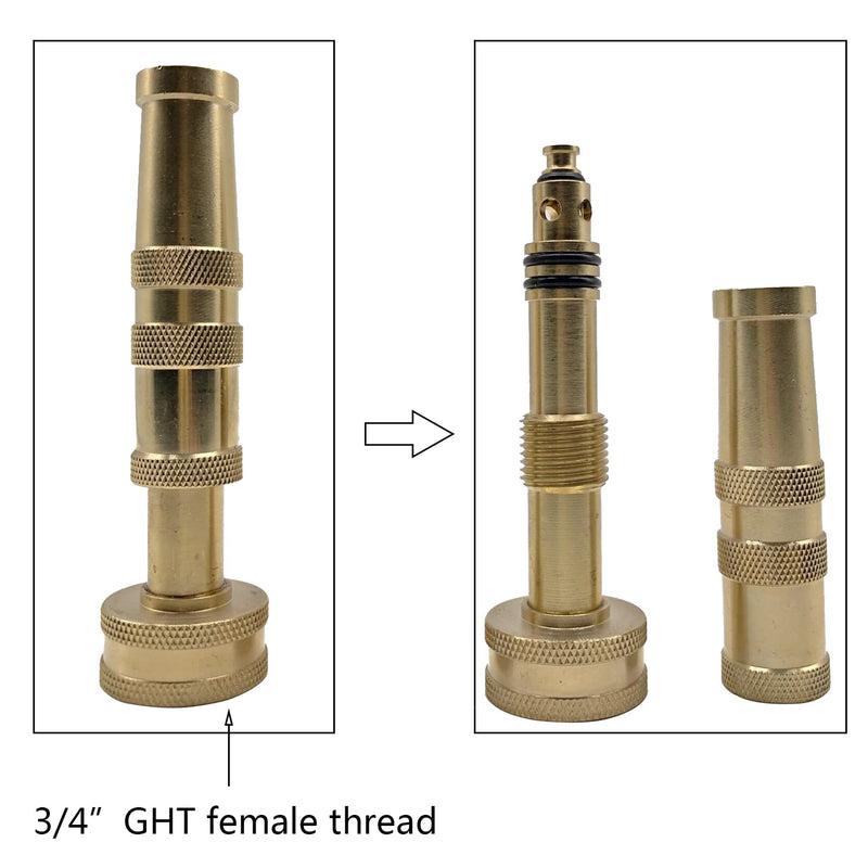 Adjustable Twist Jet Nozzle High Pressure, Water Sprayer, with Garden Water Hose Shut Off Valve, Heavy Duty Brass Hose Nozzle 3/4" GHT Connector - NewNest Australia