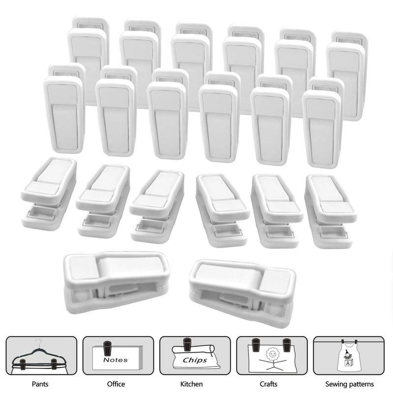 NewNest Australia - HOMEERR 20Pieces Finger Clips Clothes Pin for Use with Slim-line Clothes Velvet Hangers Add Strong Pinch Grip Clips to Your Hangers Easily Clip On Pants or Skirts Hanger Clips-Removable (White) 
