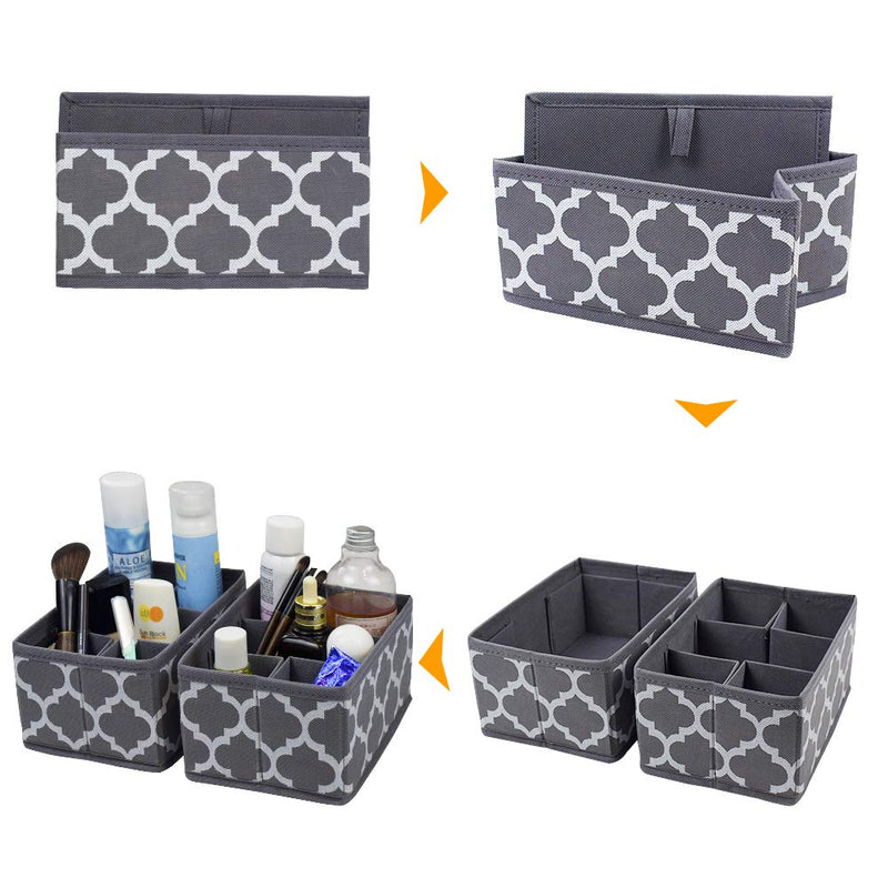 NewNest Australia - homyfort Cosmetic Storage Makeup Organizer, DIY Adjustable Multifunction Storage Box Basket Bins for Makeup Brushes, Bathroom Countertop or Dresser, Set of 3 Grey 