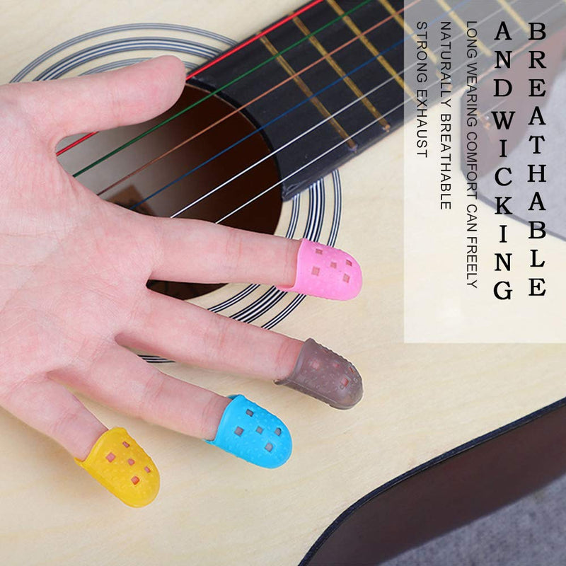 5 Sizes Guitar Fingertip Protector With Compact Box, Premium Silicone Guitar Finger Guards, Non-Slip Breathable Fingertip Protection Covers Caps for Guitar, Sewing, String Instruments (Grey) Grey - NewNest Australia