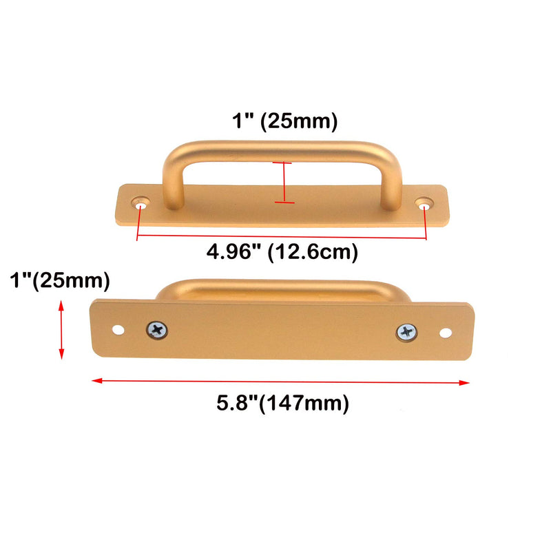 Antrader 5.8" Barn Door Handle, Aluminium Alloy Sliding Door Handle Pull for Cabinet Wardrobe Closet, Gold, 2 Pack Hole to Hole: 4.96" - NewNest Australia