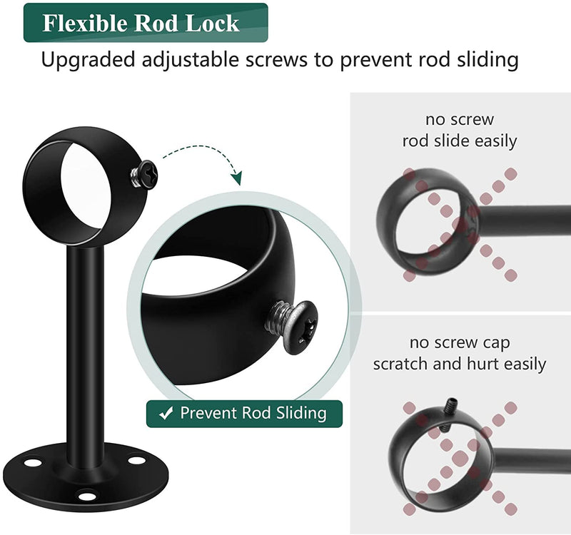 Curtain Rod Ceiling Mount Bracket, Curtain Rod Holders 1 Inch Black Flange Rod Holder Heavy Duty End Support Shower Pole Pipe Sockets, Ceiling Curtain Rod Brackets for Blinds 4 Pack - NewNest Australia