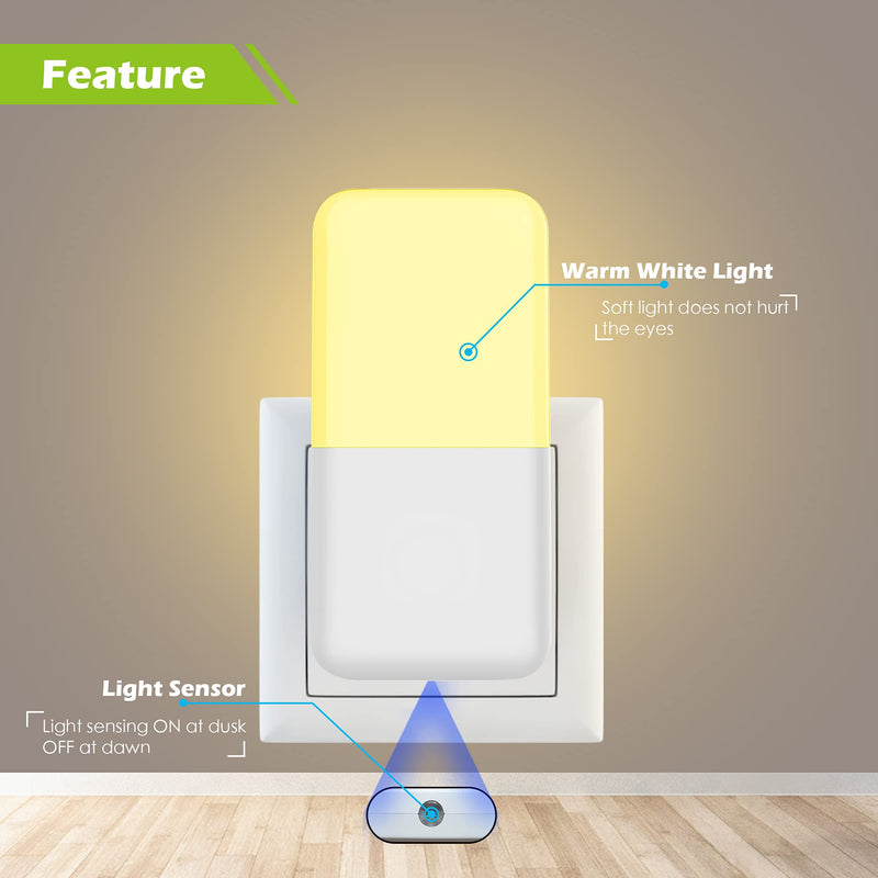 MAZ-TEK Plug in Night Light, Warm White LED Nightlights with Smart Dusk to Dawn Sensor for Kids, Nursery, Ideal for Bedroom, Bathroom,Hallway, Stairs, Kitchen, 6 Pack - NewNest Australia