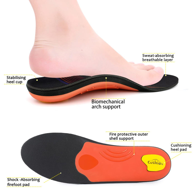 Full Length Metatarsal Arch Support Shock Absorption Orthotic Insole,Insert for Flat Feet,Plantar Fasciitis,Relieve Foot Soreness Unisex,Suitable Athletic,Work Shoes(Size:UK-12,Length:12",Black) UK-12-30.5CM--12" Black - NewNest Australia