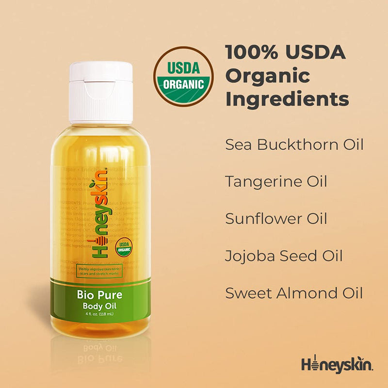 Bio Pure Skincare Oil, Vitamin E Oil for Scars, Body Oil For Stretch Marks, Acne Scar Remover, Stretch Mark Cream for Pregnancy - Scar Cream For Surgical Scars With Sweet Almond Oil and Omega 3 (4oz) 4 Ounce (Pack of 1) - NewNest Australia