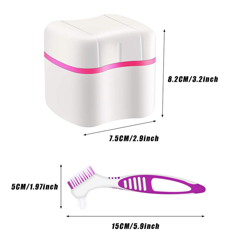 Dentures Bath Box With Dentures Cleaner Brush Dentures Toothbrush Dentures Cup Box Bath Prostheses Container With Basket Dentures Holder Brushes Holder For Travel Cleaning (Red) - NewNest Australia