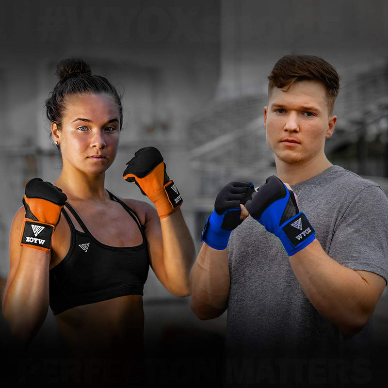 WYOX Boxing Wraps MMA Gloves Inner Boxing Gloves for Men Women Youth - EZ-Off & On - Thick Knuckle Padding - Breathable Fabric Hand Wraps Heavy Bag Gloves Orange Large-X-Large - NewNest Australia