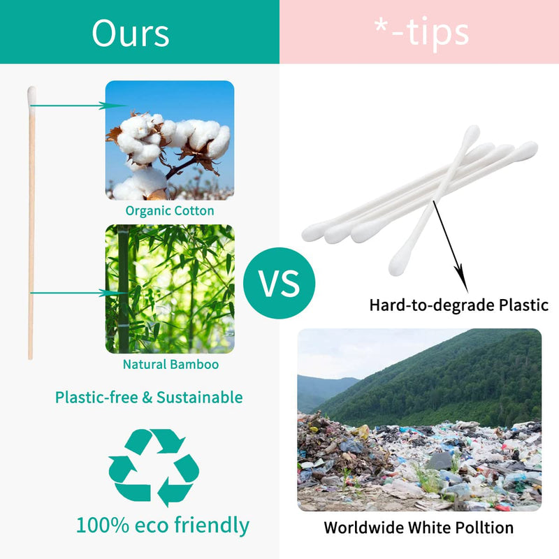600 PCS Long Wooden Cotton Swabs & Biodegradable Cotton Swabs Set - Long Cotton Swabs for Pets Care, Cotton Tipped Applicator for Oil Makeup, Eye Ears Eyeshadow Remover Tool - Gun Cleaning Supplies - NewNest Australia