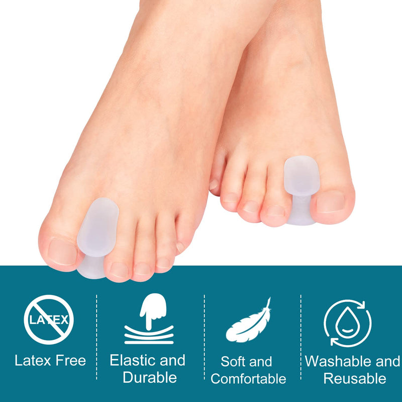 Welnove Pack of 14 Toe Separators, Gel Toe Spacers with Pad,Bunion Corrector for Overlap Toes,Reduce Pain,Rubbing and Friction (8 Large for Big Toes + 6 Medium for Small Toes) -- Transparent Clear 8 L+6 M - NewNest Australia
