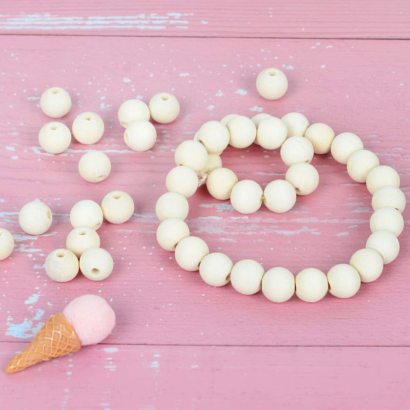 400pcs 16mm Wood Beads Natural Unfinished Round Wooden Loose Beads Wood Spacer Beads for Craft Making Decorations and DIY Crafts - NewNest Australia