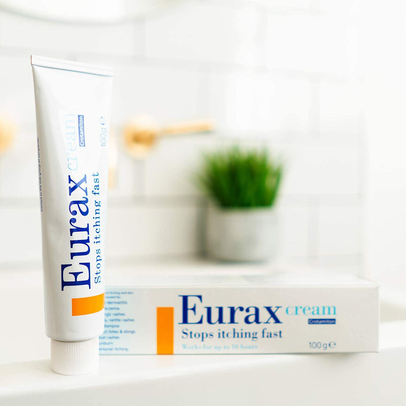 Eurax Itch Relief Cream 100g, Helps Stop Itching Fast, Lasts UpTo 8h for Relief of Itchy dermatitis|Dry eczema|Allergic rashes|Hives nettle rashes|Chickenpox|Insect bite and stings|Heat rashes|Sunburn 100 g - NewNest Australia