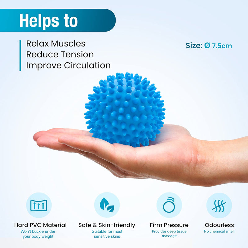 Beenax Hard Spiky Massage Ball Roller Set - Perfect for Plantar Fasciitis, Trigger Point, Deep Tissue, Myofascial Release - Designed to Relieve Stress and Relax Tight Muscles Blue - NewNest Australia
