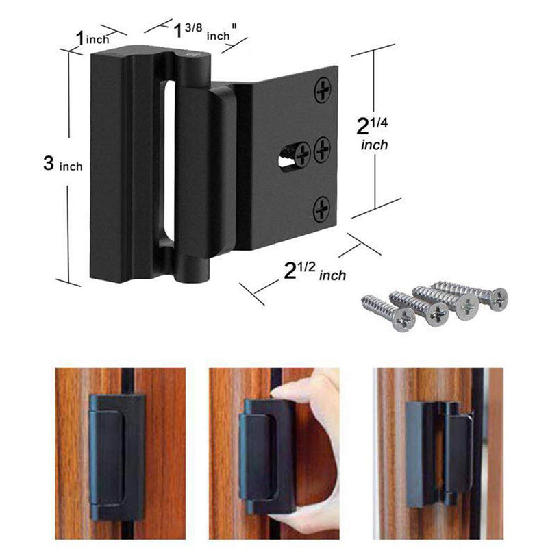 TOYFUL 2 Pack Door Reinforcement Locks with 8 Screws, Home Security Door Lock for Toddler, Childproof Door Lock Night Lock Withstand 800 Lbs Black - NewNest Australia