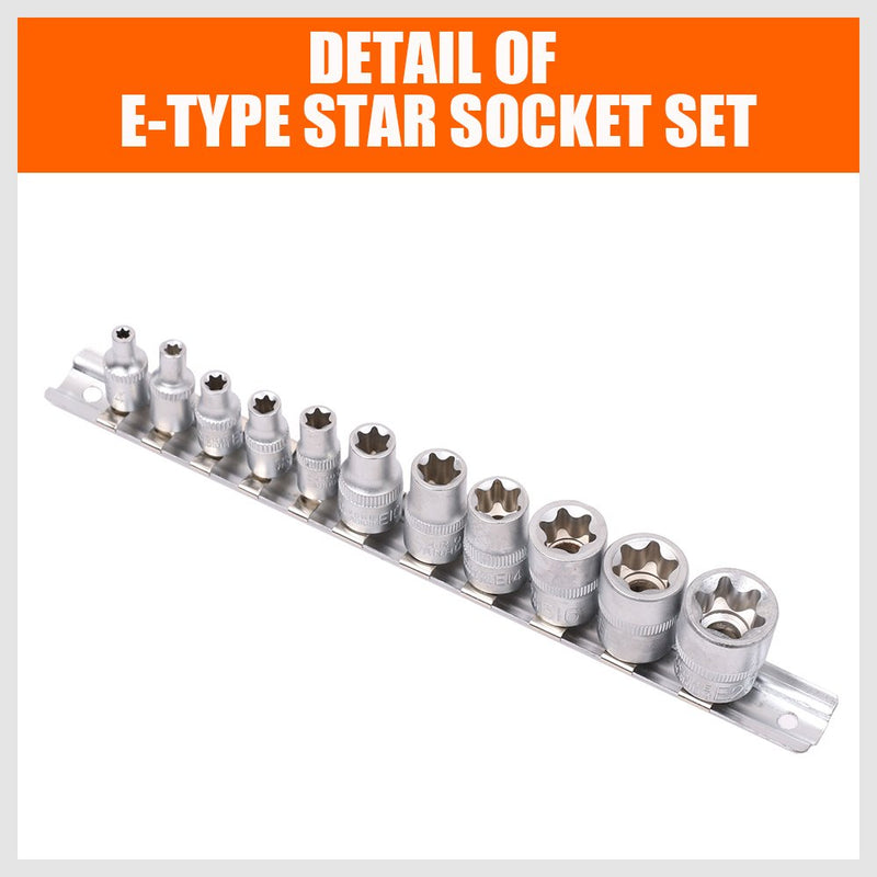 HORUSDY 11 Pc Female E Torx Star Socket Set/Rail, Female External Star Socket Set E4 - E20 Torque Socket Set - NewNest Australia