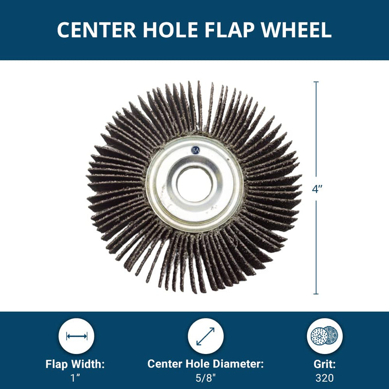 Benchmark Abrasives Center Hole Flap Wheel 4" x 1" x 5/8" 320 Grit - NewNest Australia
