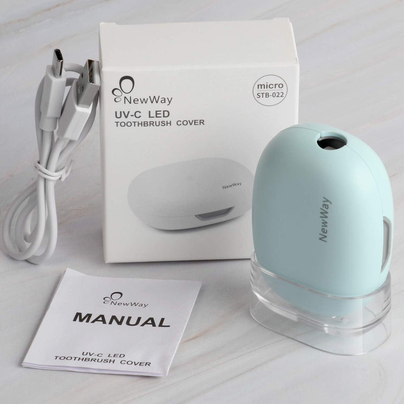 NewWay Mini Toothbrush Sterilizer Cover Rechargeable Travel Toothbrush Case with Holder for Houshold and Traving or Business Trip Blue - NewNest Australia