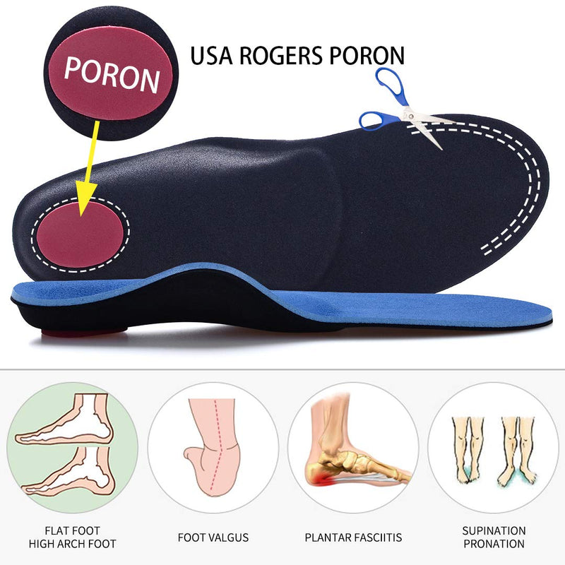 Valsole Orthotic Insole High Arch Foot Support Soft Medical Functional Insoles, Insert for Severe Flat Feet,Plantar Fasciitis,Feet Pain, Foot Valgus for Man and Woman UK-10-29cm Blue-v107b - NewNest Australia