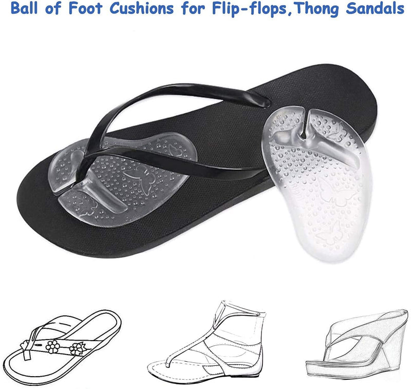 Pads for Thong Sandals Flip-Flops, 2 Pairs Self-Adhesive Gel Cushion Pad Non Slip Sandal Insoles Thong Slipper, Ball of Foot Grip Pads for Metatarsal Support and Pain Relief, Anti-Slip - NewNest Australia
