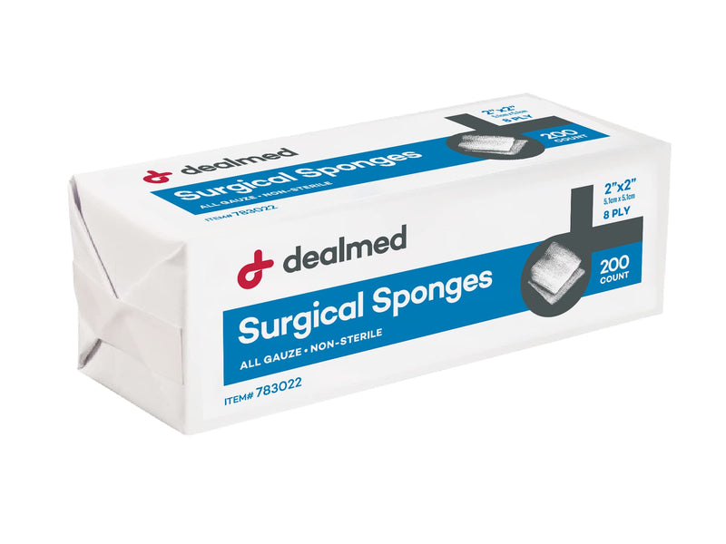 Dealmed Surgical Sponges – 800 Count, 8-Ply, 2" x 2" Surgical Gauze Pads, One Package, Highly Absorbent Gauze Sponges, Wound Care Product for First Aid Kit and Medical Facilities 2” x 2” - NewNest Australia