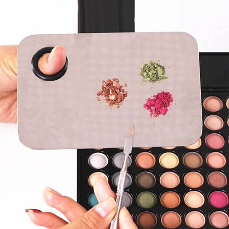 ROSENICE Makeup Mixing Palette - Stainless Steel Make-up Palette Blending Palettes with Spatula Tool for Mixing Foundation Silver - NewNest Australia