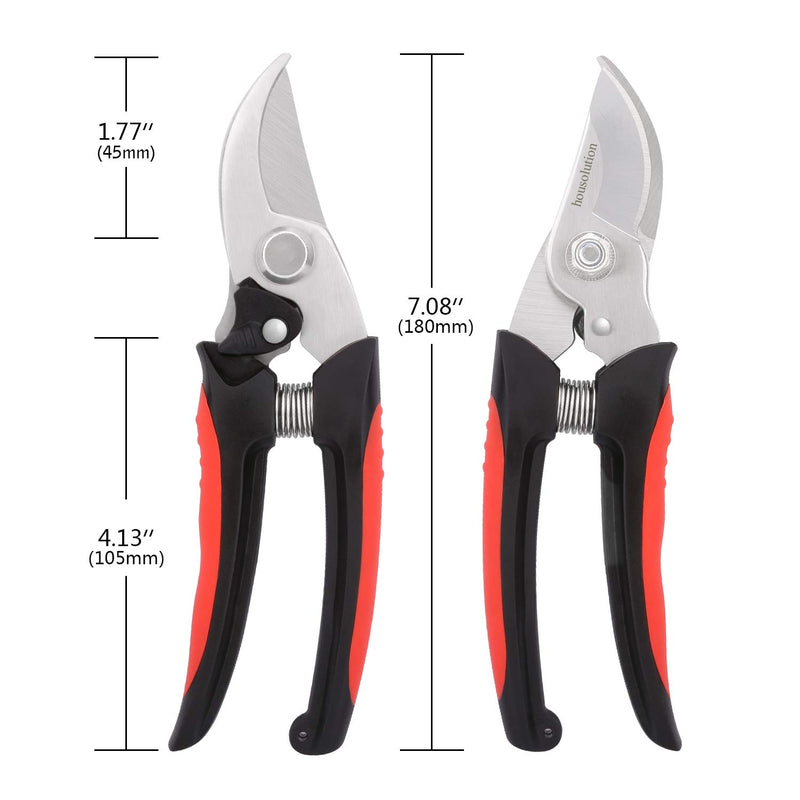 Housolution Pruning Shears, Premium Heavy Duty Stainless Steel Ultra Sharp Multi-Purpose Hand Pruning Scissors Snip Leaf Trimmer Branch Clippers with Handle for Garden, Black & Red - NewNest Australia