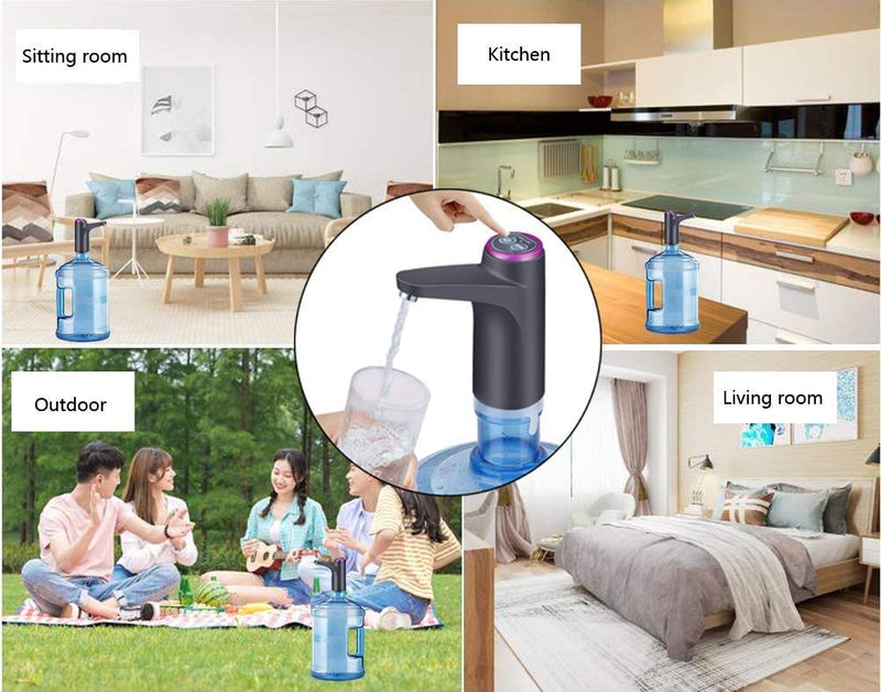 Cozy BlueWater Dispenser, Portable Water Bottle Pump for Universal 3, 4 and 5 Gallon with USB Electric Charging and Automatic Off Switch (Black) - NewNest Australia