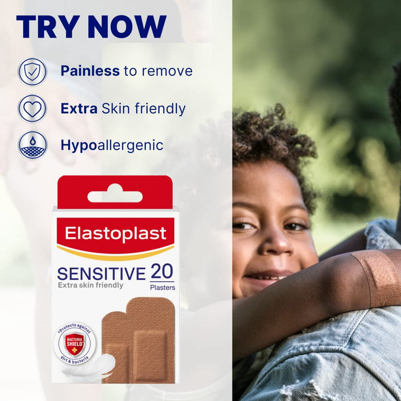 Elastoplast Sensitive Hypoallergenic Plasters Medium (20 Pieces), Plasters for Painless Removal, Soft and Breathable Fabric Plasters, Strong Adhesive, Medium Skin Tone Sensitive Plasters - NewNest Australia