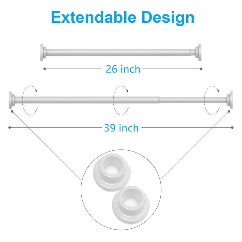 TEECK Shower Curtain Rod, 26-39 Inch Adjustable Tension Spring, Shower Rod, Premium 304 Stainless Steel, Anti-Slip, No Drilling, No Rust, Never Collapse, for Bathroom, White, Easy to use 26-39 Inches - NewNest Australia