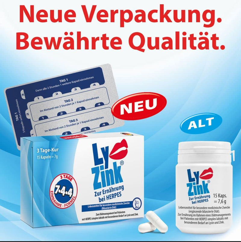 LY ZINK, for nutrition for herpes, lysine + zinc, for long-lasting healthy lips, 15 capsules 15 pieces (pack of 1) - NewNest Australia