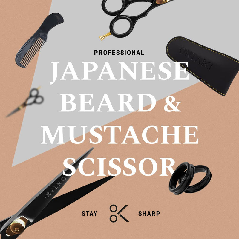 ONTAKI Premium Hand Forged Japanese Steel Hair Beard Mustache Scissors Cut Trim Groom Facial Hair Bangs (5.0 Black) - NewNest Australia