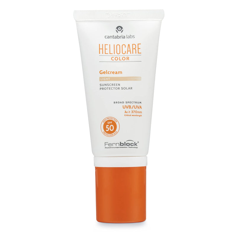 Heliocare Gelcream Colour Light SPF 50 50ml / Sun Cream For Face / Daily UVA UVB Anti-Ageing Sunscreen Protection / Suits All Skin Types / Natural-looking Foundation Coverage - NewNest Australia