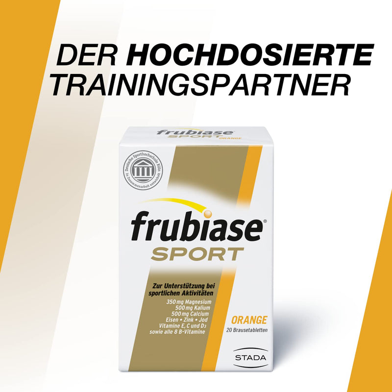 frubiase SPORT Orange - dietary supplement with high-dose minerals, vitamins and trace elements - nutrient supply during sports - 1 x 20 softgel effervescent tablets, pack of 20 (pack of 1) - NewNest Australia