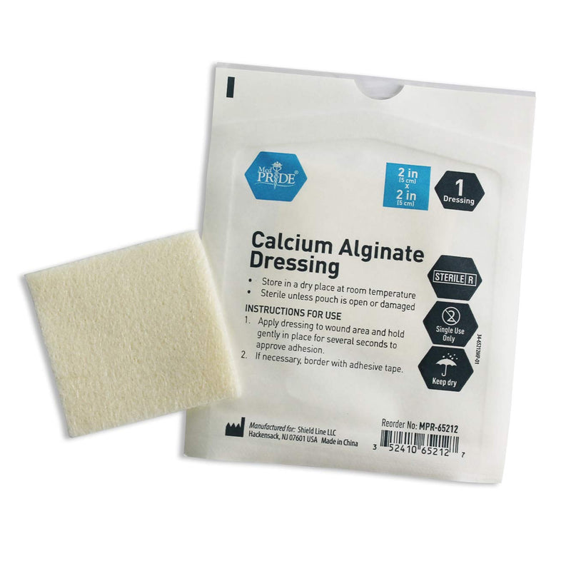 Medpride Calcium Alginate Wound Dressing Pads| 2” x 2” Patches, 10-Pack| Antimicrobial, Non-Stick Padding, Sterile, Highly Absorbent & Comfortable| Flexible & Gentle on The Skin, Faster Healing 2'' x 2'' - NewNest Australia