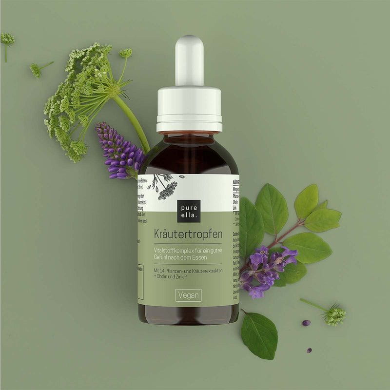 Pure Ella herbal drops with alcohol - dietary supplement with plant and herbal extracts, zinc & choline - bitter drops for a good metabolism - 1 x 50 ml - NewNest Australia