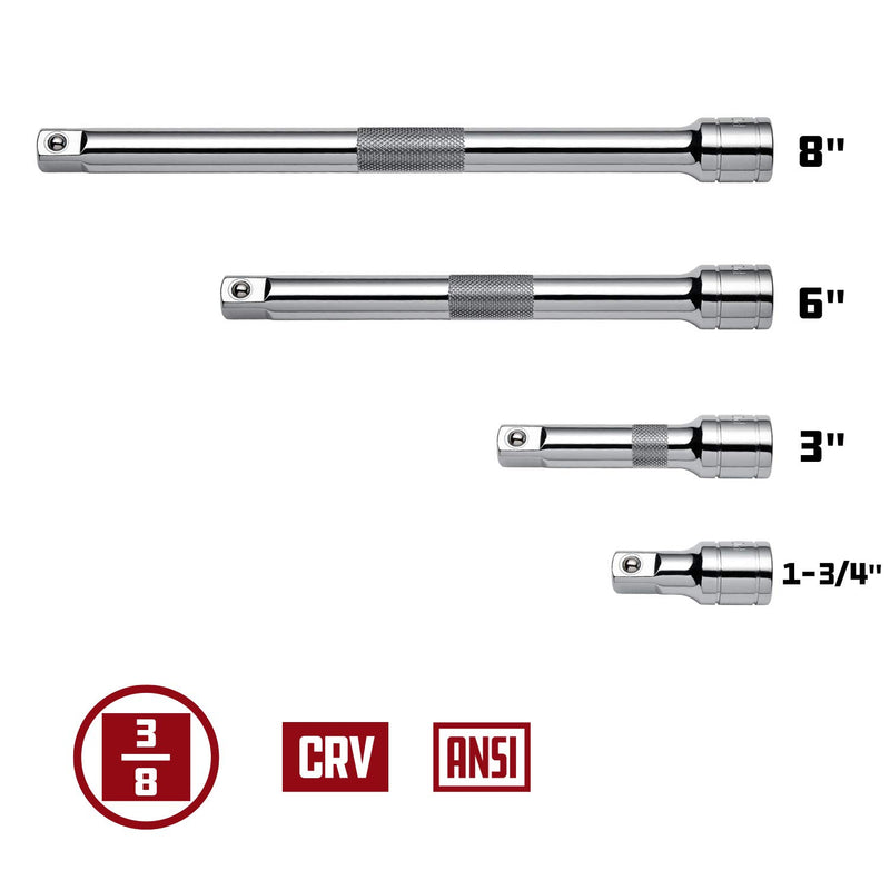 Powerbuilt 3/8" Dr.4 Piece Extension Bar Set 1-3/4", 3", 6", 8" bars - 640844 - NewNest Australia