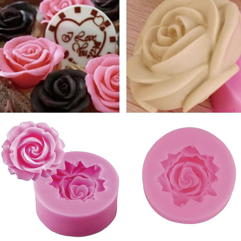 MEMOVAN 4pcs 3D Flower Silicone Soap Mold 3D Rose Flower Silicone Fondant Mold Bloom Rose Shape Resin Candle Mold for Cake Decoration Chocolate Handmade Soap Candy Making Clay Lotion Bar Wax DIY Craft - NewNest Australia