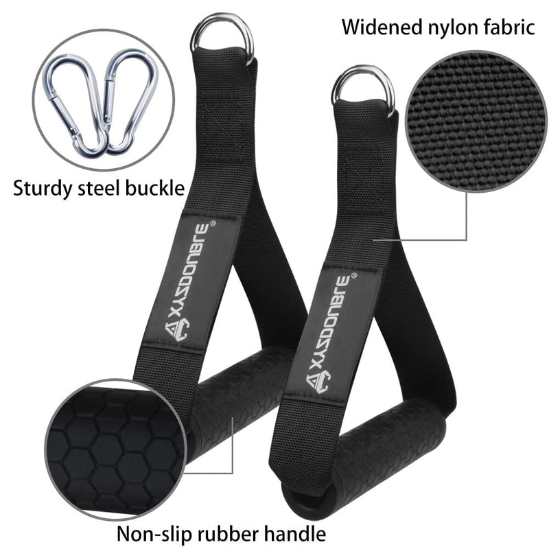 XYZDOUBLE Resistance Bands Handle Cable Attachments Heavy Duty Cable Machine Attachment Fitness Grip with Solid ABS Cores Durable Carabiners for Cables Crossover LAT Pull Down Home Gym Black - NewNest Australia