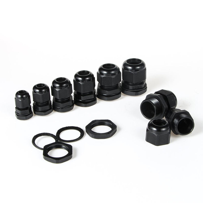 Cable Gland -LOKMAN 34 Pack Plastic Waterproof Adjustable 3-16mm Cable Connectors Cable Gland Joints With Gaskets, PG7, PG9, PG11, PG13.5, PG16,PG19 With Durable PP Storage Case (Cable gland kit) Cable gland kit 1 - NewNest Australia