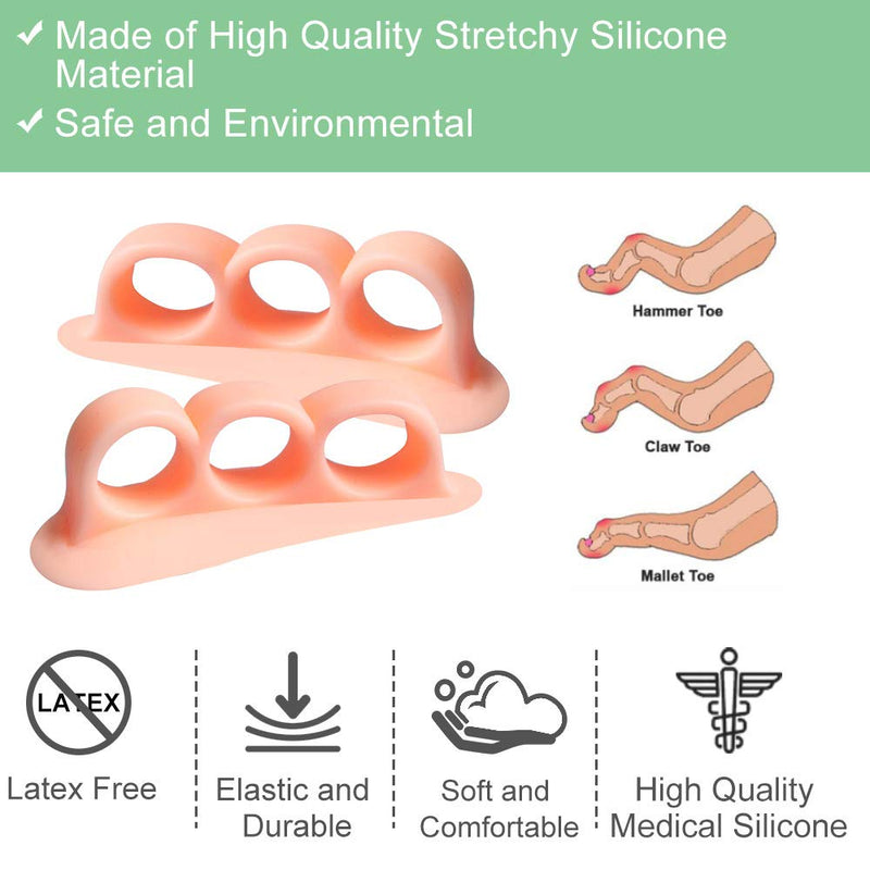 Welnove Hammer Toe Crests Pads 10 PCS Gel Toe Straightener Cushion Support (3 Loops Beige) Pain Relief for Hammer Toe, Overlapping Toes, Curled Toe 3 Toe Loop *10 - NewNest Australia