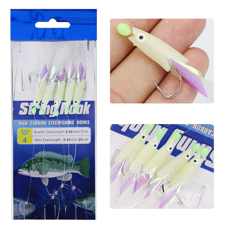 NA 8 Packs/40 Hooks Size 1#/2#/3#/4# Luminous Sabiki Rigs Fishing Flasher Lures Bait Rigs Fish Skin Glow Fishing Lure Fishing Beads High Carbon Hooks for Fresh/Saltwater - NewNest Australia