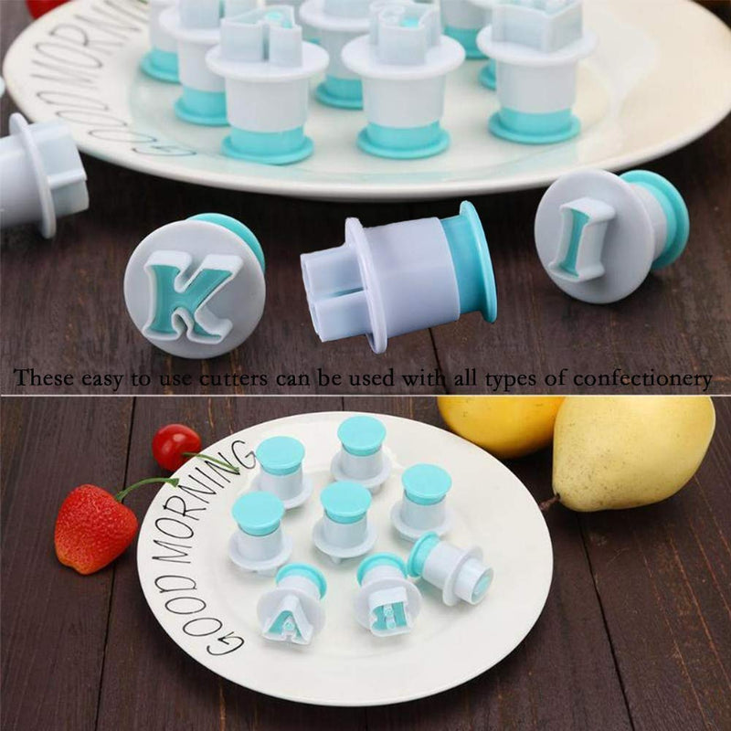 NewNest Australia - Alphabet Letter Numbers Cake Mould Set, BENBO 36Pcs Fondant Cake Sugar Craft Cookies Stamp Impress Embosser Plunger Cookie Cutter Mold Biscuit Decorating Tools 